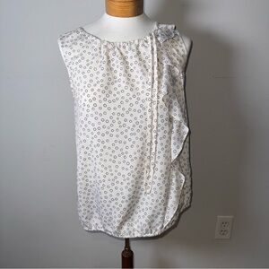 Loft White Polka Dot Women's sleeveless  blouse  size small